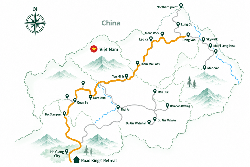 Day 1 route: Ha Giang to Dong Van