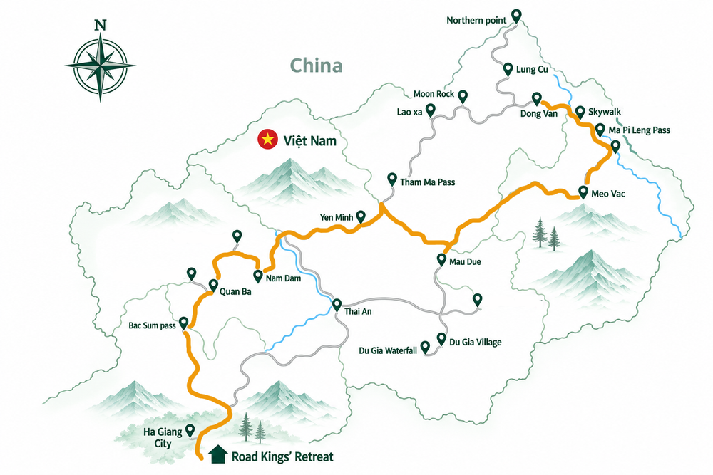 Day 2 route: Dong Van to Ha Giang