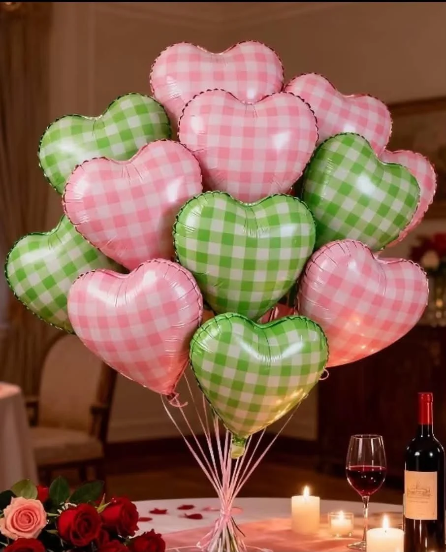 Checkered ( Gingham ) Heart  Balloon