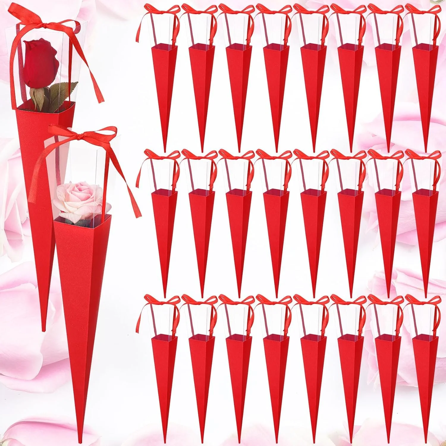 Red Rose Bouquet Cone Covers 10 piece in four different colors