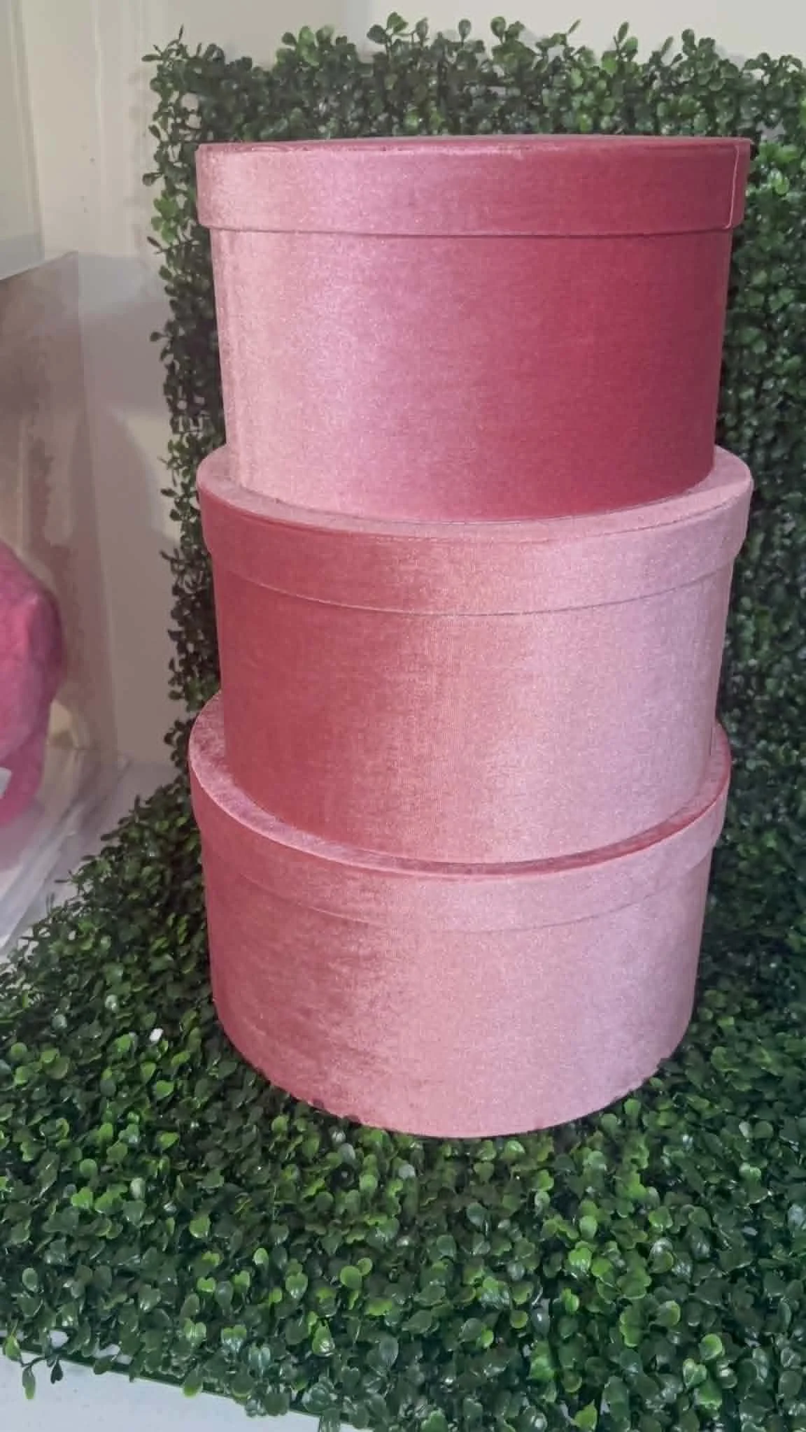 3pc Set of Velvet Flower Boxes