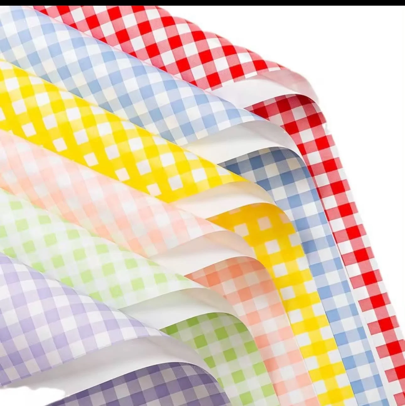 Gingham Floral Wrapping Paper Semi Translucent and Solid