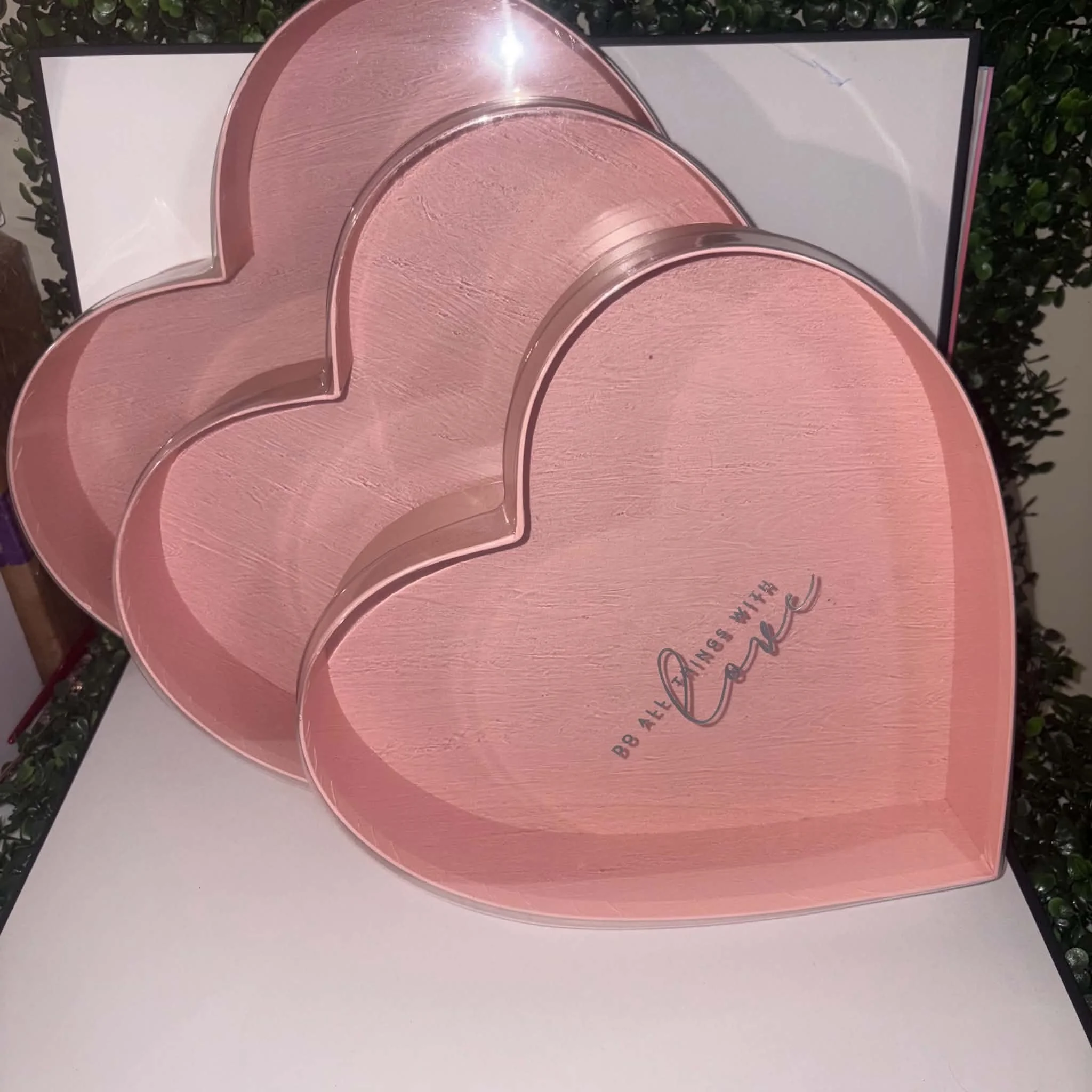Elegant Clear Lid Heart-Shaped Box 3 pc