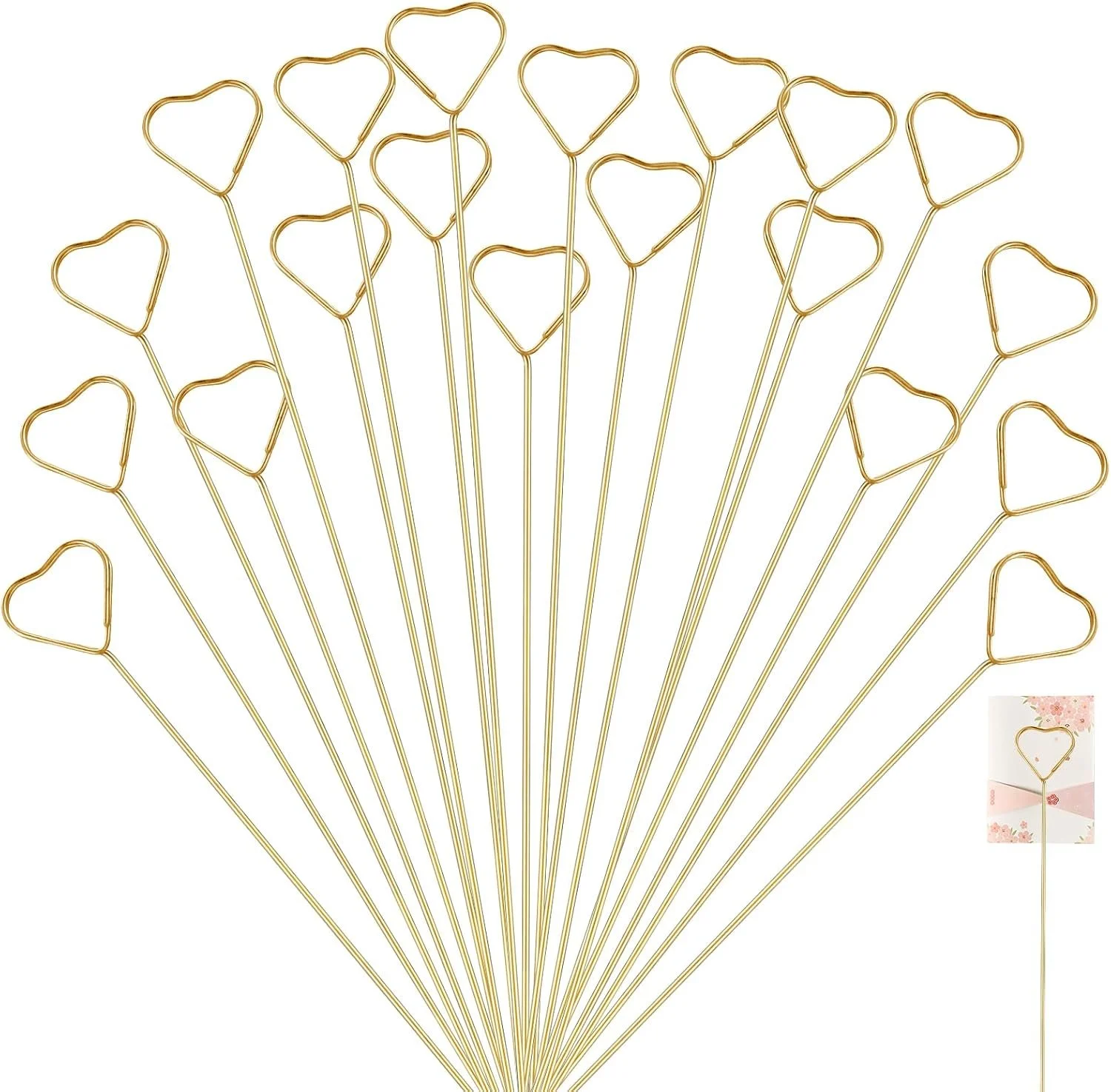 Gold Heart Floral Picks - 10 Pack