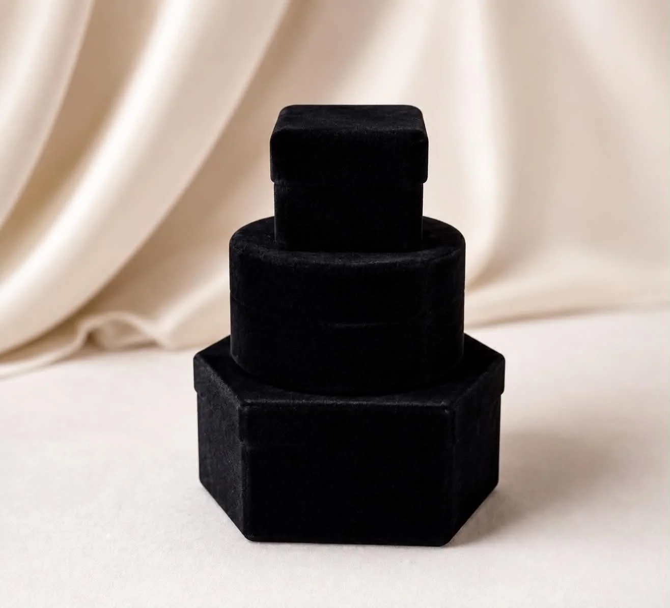 Luxury 3pc set Square Round Hexagon Shape Velvet