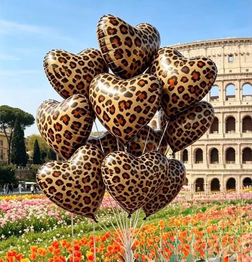 18-Inch Cheetah  Print Heart Balloons