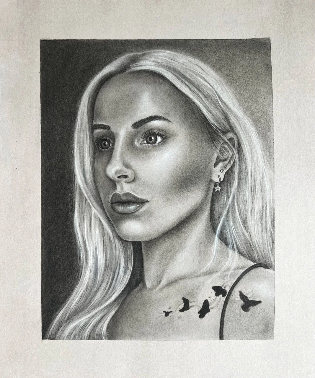 Self-portrait in charcoal & chalk