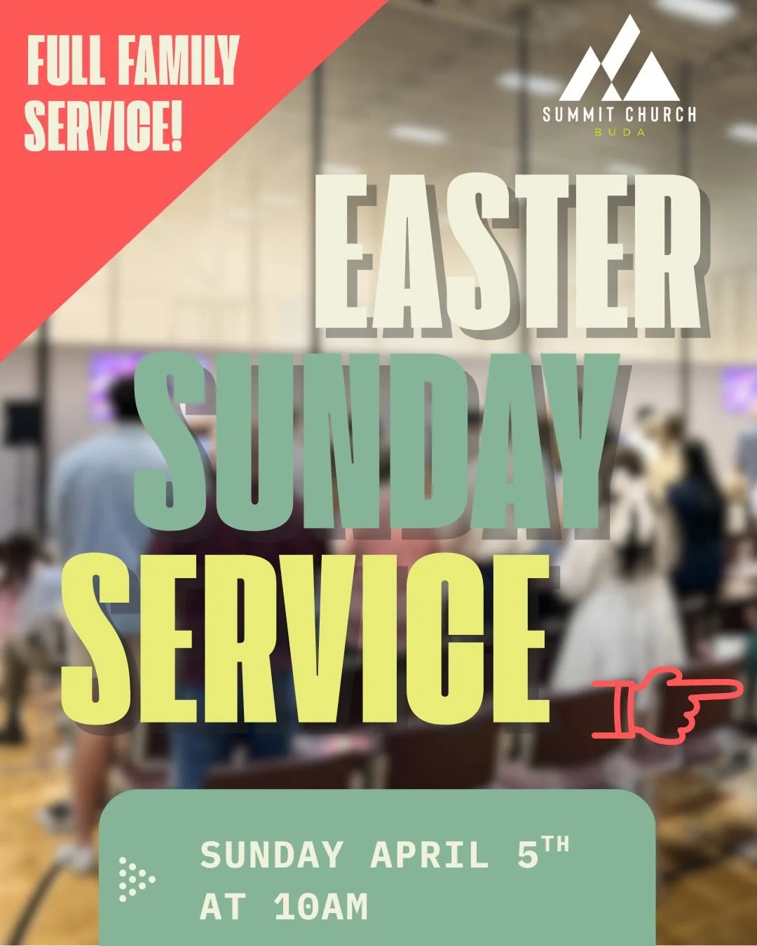 Invite a friend for our Easter service Sunday, April 5th at 10am! Come 30 minutes early to hang out and fellowship! 😉