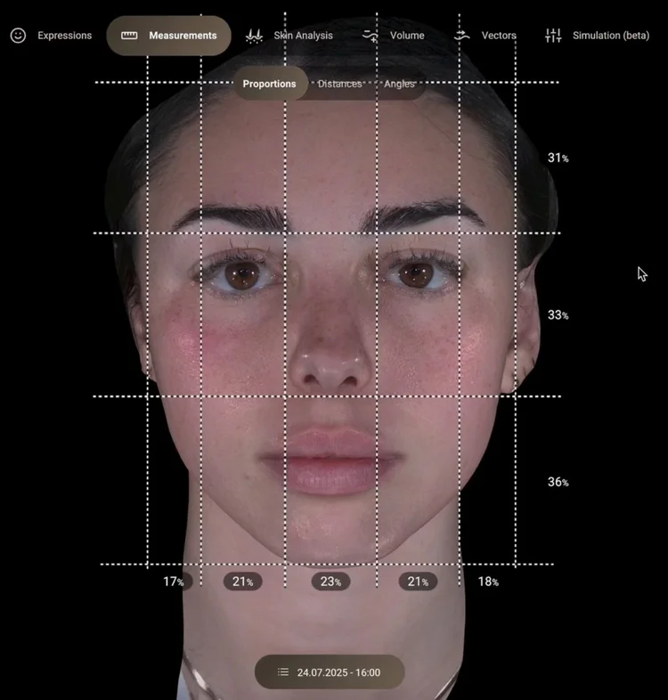 3D facial imaging showing facial proportions at BYGOLDEN