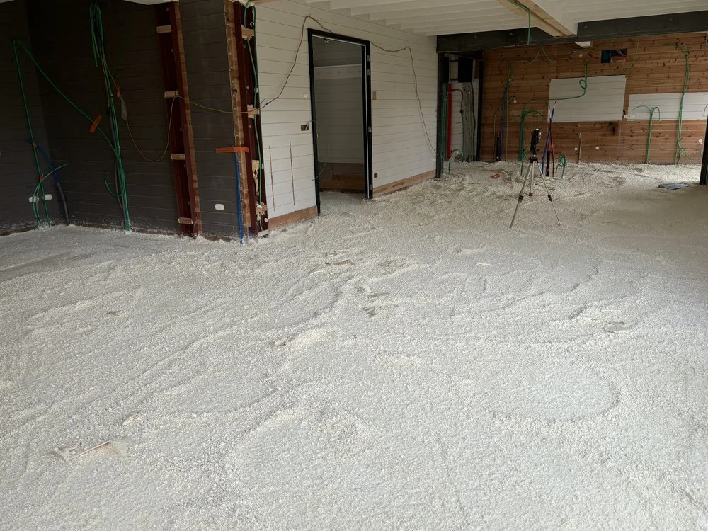 Vloerisolatie die werd aangebracht voor een particuliere woning.