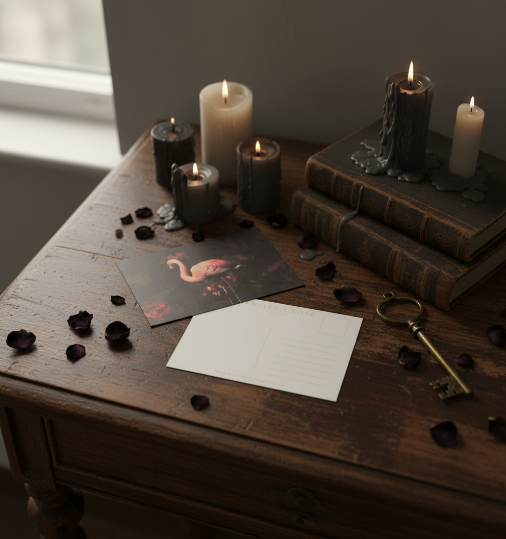 Dark Floral Flamingo Fine Art Photography Postcard