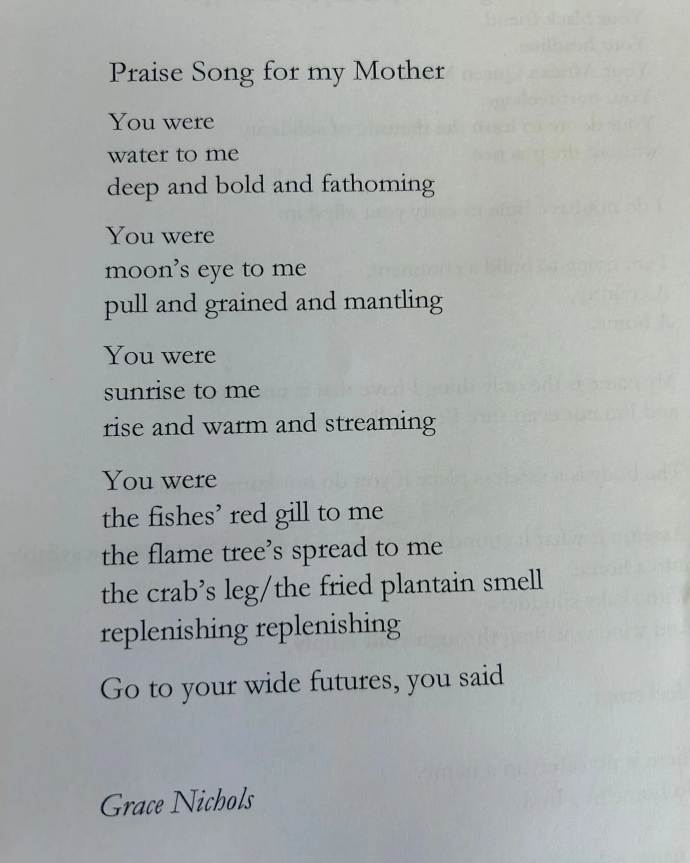 Taught a lovely group for @farnhamlitfest this morning and in honour of the day, my lovely mum @picturethisblondie and mothers everywhere, had to include this absolute beauty by Grace Nichols 💖