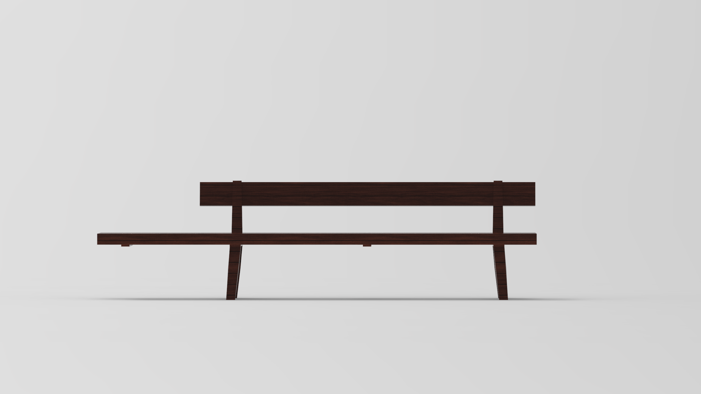 A Japanese wooden bench with a minimalistic design resting on a plain white background by Tibor "TeaBee" Sander.