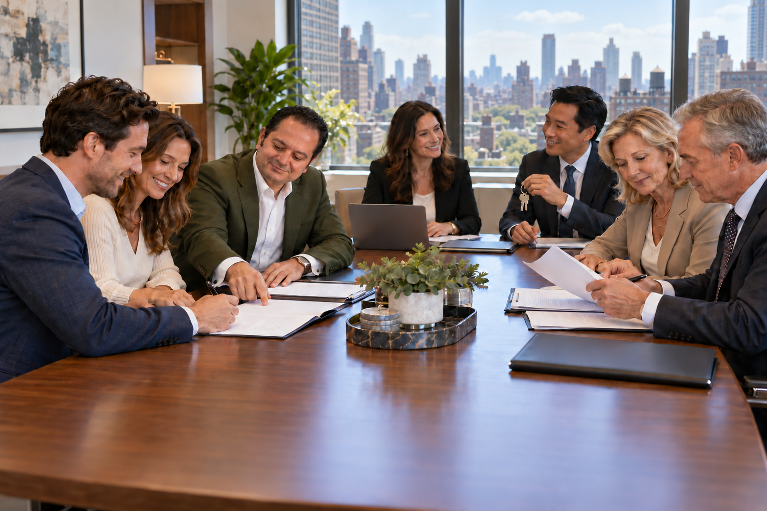 George K. Fuiaxis assisting clients at a real estate closing