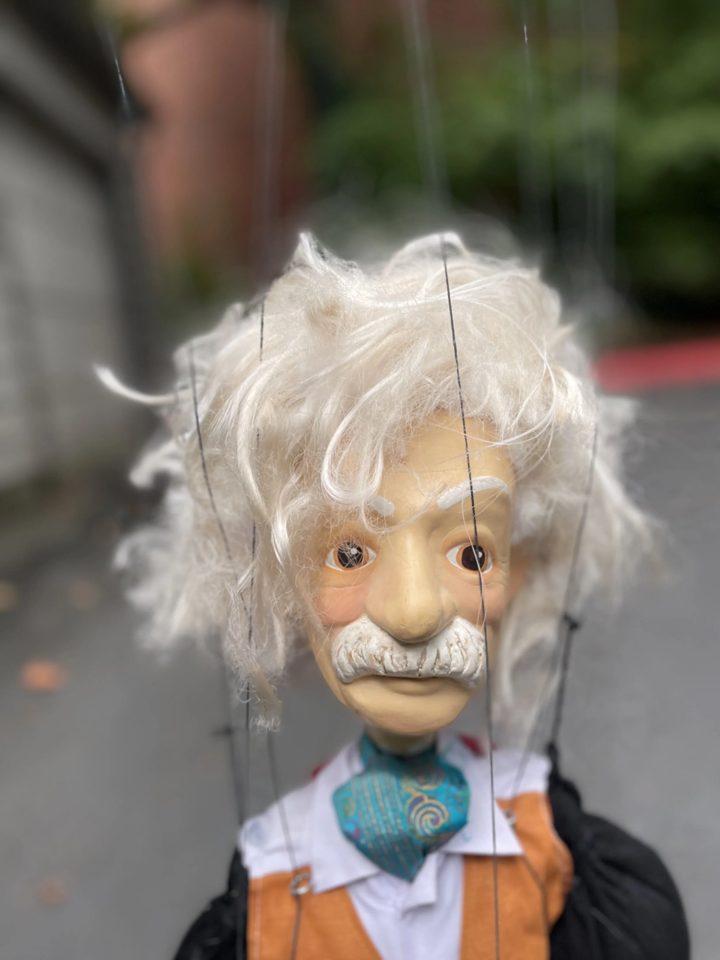 Jacked Al (Einstein)
Jacked Al is an antique I took apart, changed his hair and clothes and restrung, then changed the hair again, and then again…still working on the hair. This is what I thought he might look like if he was a superstar today, and ha