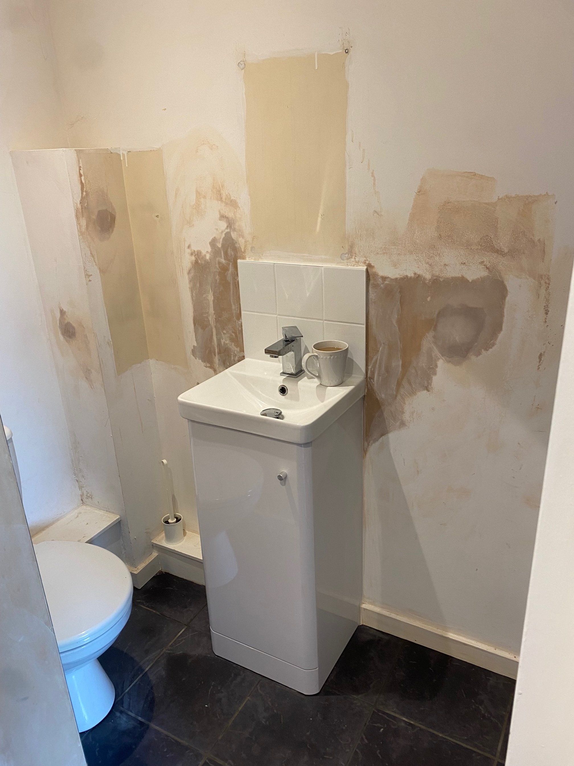 tiled shelf shelving niche bath en-suite shower unit enclosure vanity units white kitchen island renovation plastering flooring electrical tiling metro modern stylish breakfast bar remodel design contractor rewire installer tradesman builder home imp