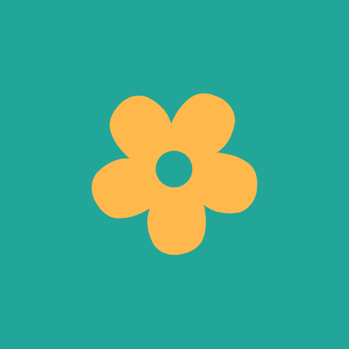 Eine einfache Illustration einer gelben Blume auf türkisfarbenem Hintergrund.