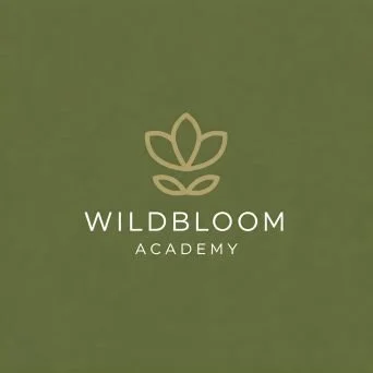 Wildbloom Academy logo with a stylized tulip and leaf design on a green background.