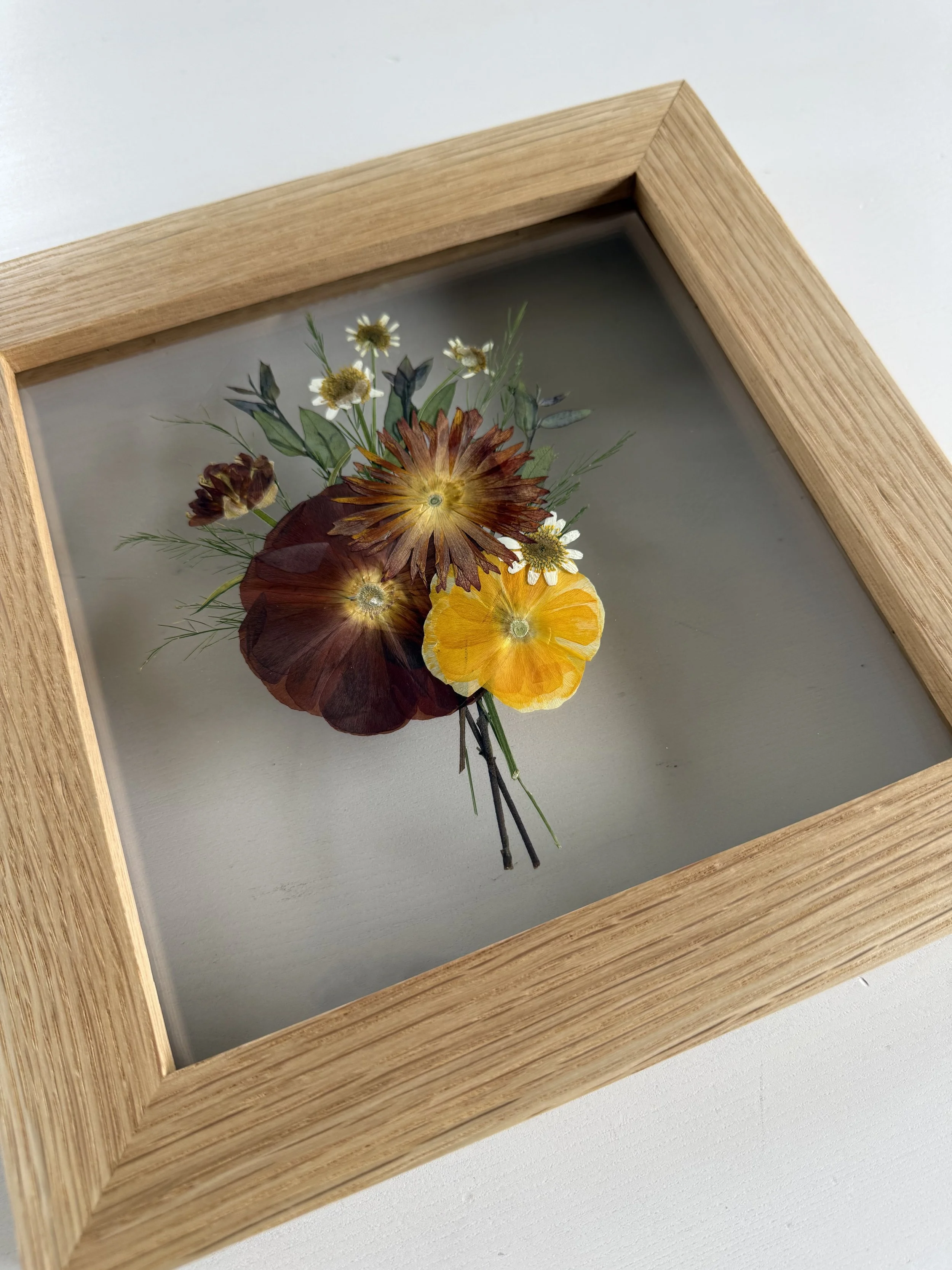 8x8 pressed and framed boutonniere.