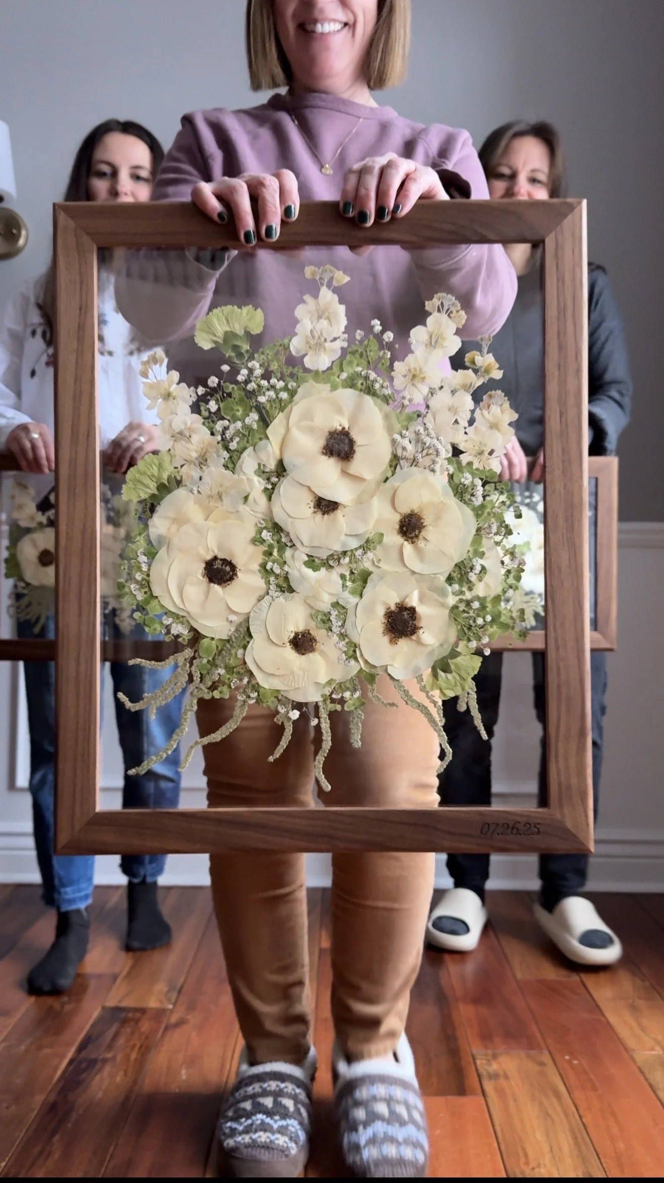 Gallery set of 3 pressed flower frames for wedding flowers.
