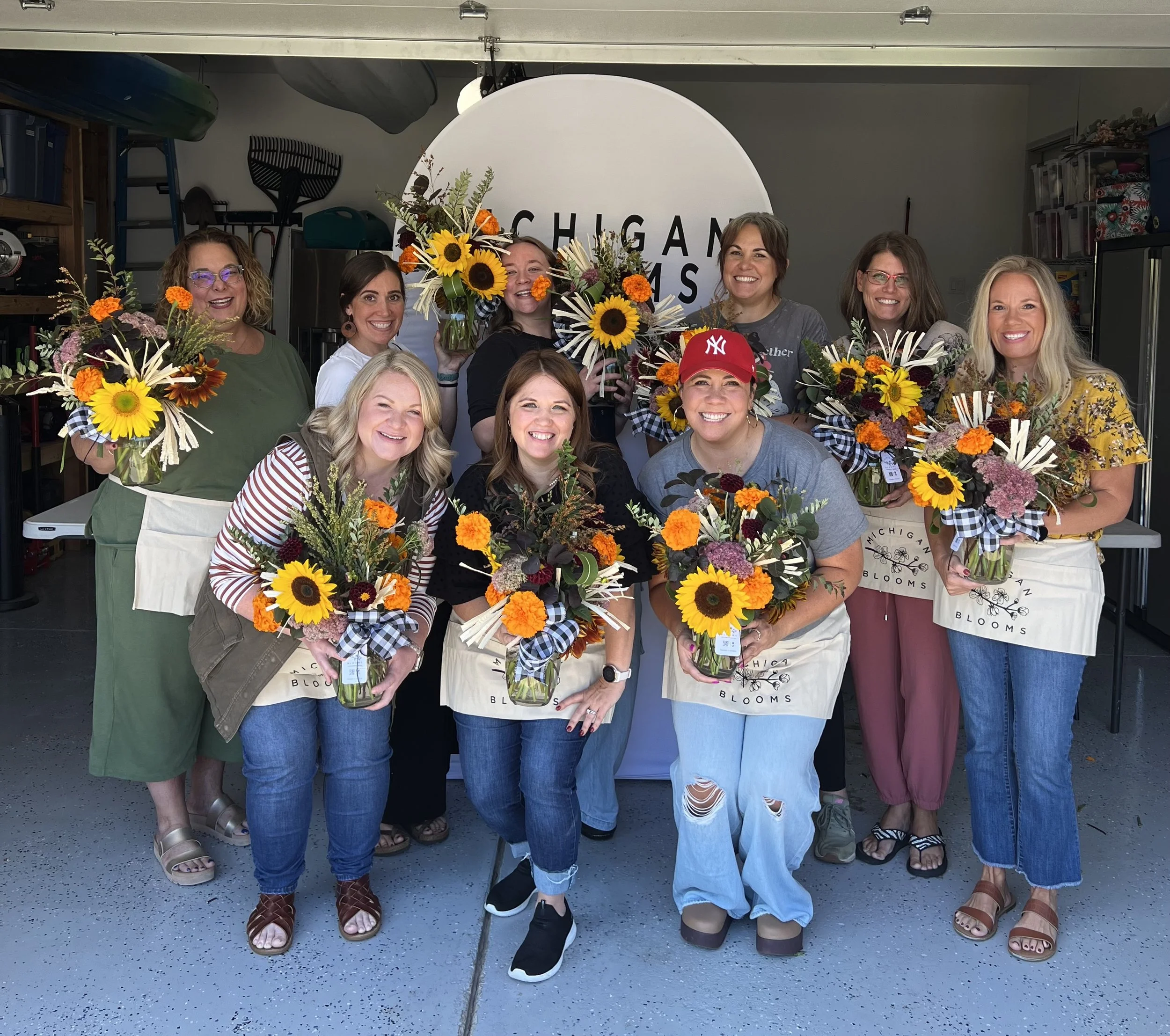 Make a pumpkin centerpiece with our locally grown and dried flowers.