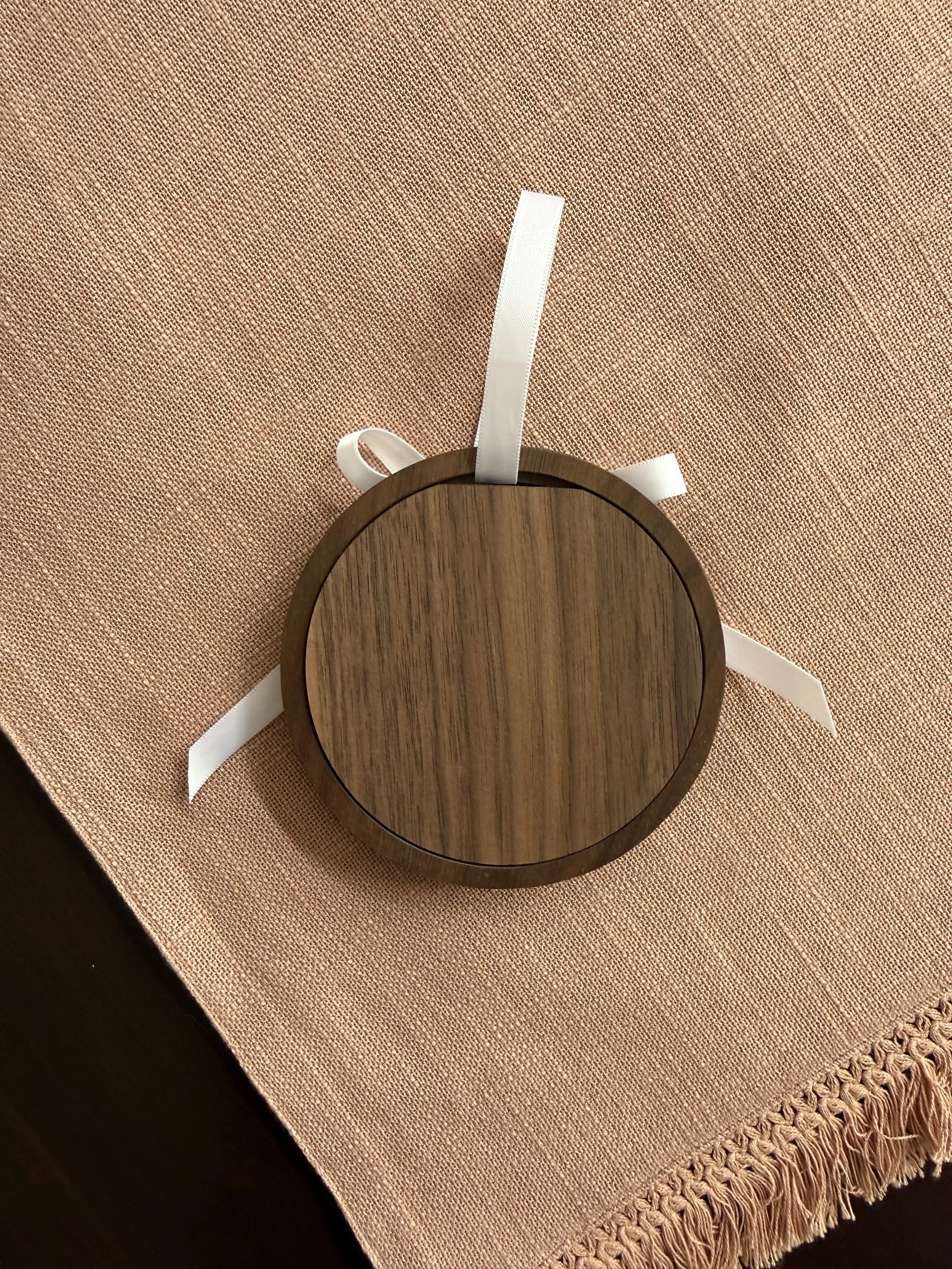 Wood pressed flower ornament.