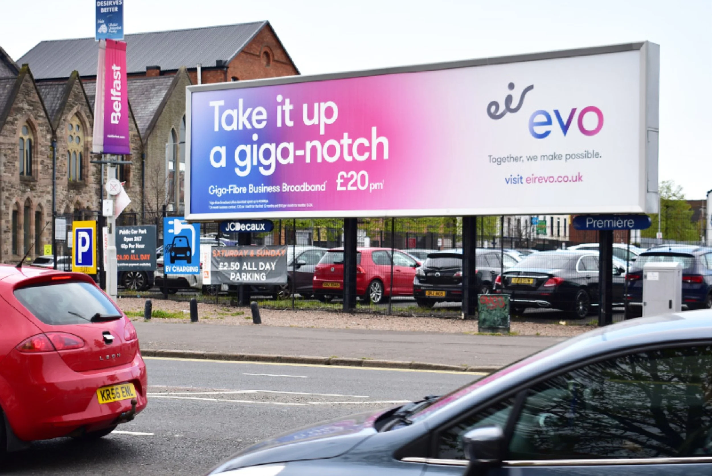 eir evo campaign OOH artwork, 'Take it up a giga-notch'