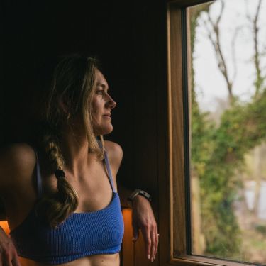 Woman in sauna