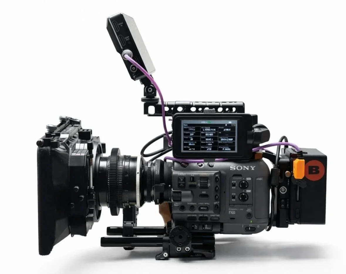 La Sony FX6 è una cinecamera full-frame con sensore CMOS Exmor R da 10.2 MP, registra in 4K 10-bit 4:2:2 fino a 120fps, gamma dinamica 15+ stop.