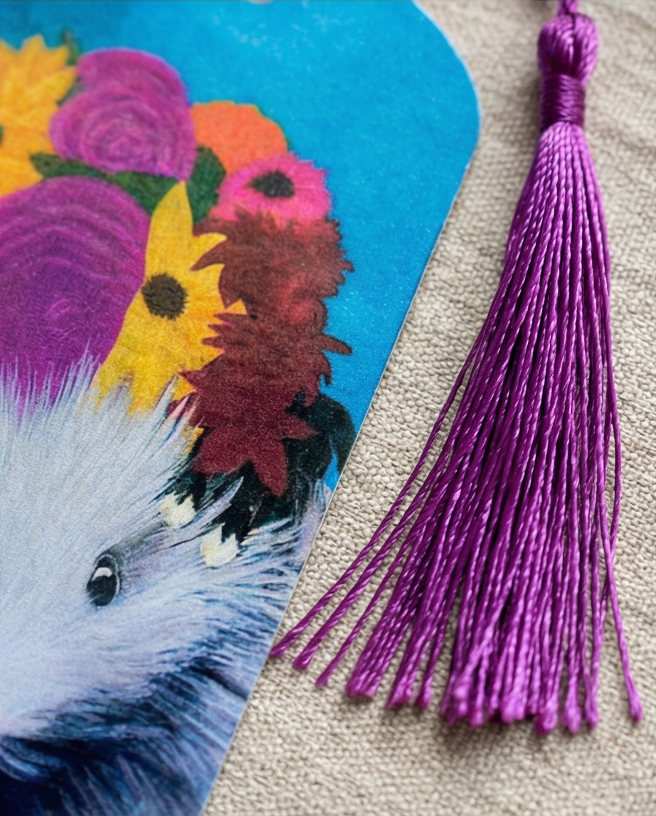 Handmade laminated Frieda Kahlo Kiwi bookmark with tassel designed in Picton New Zealand – native bird NZ souvenir gift for book lovers