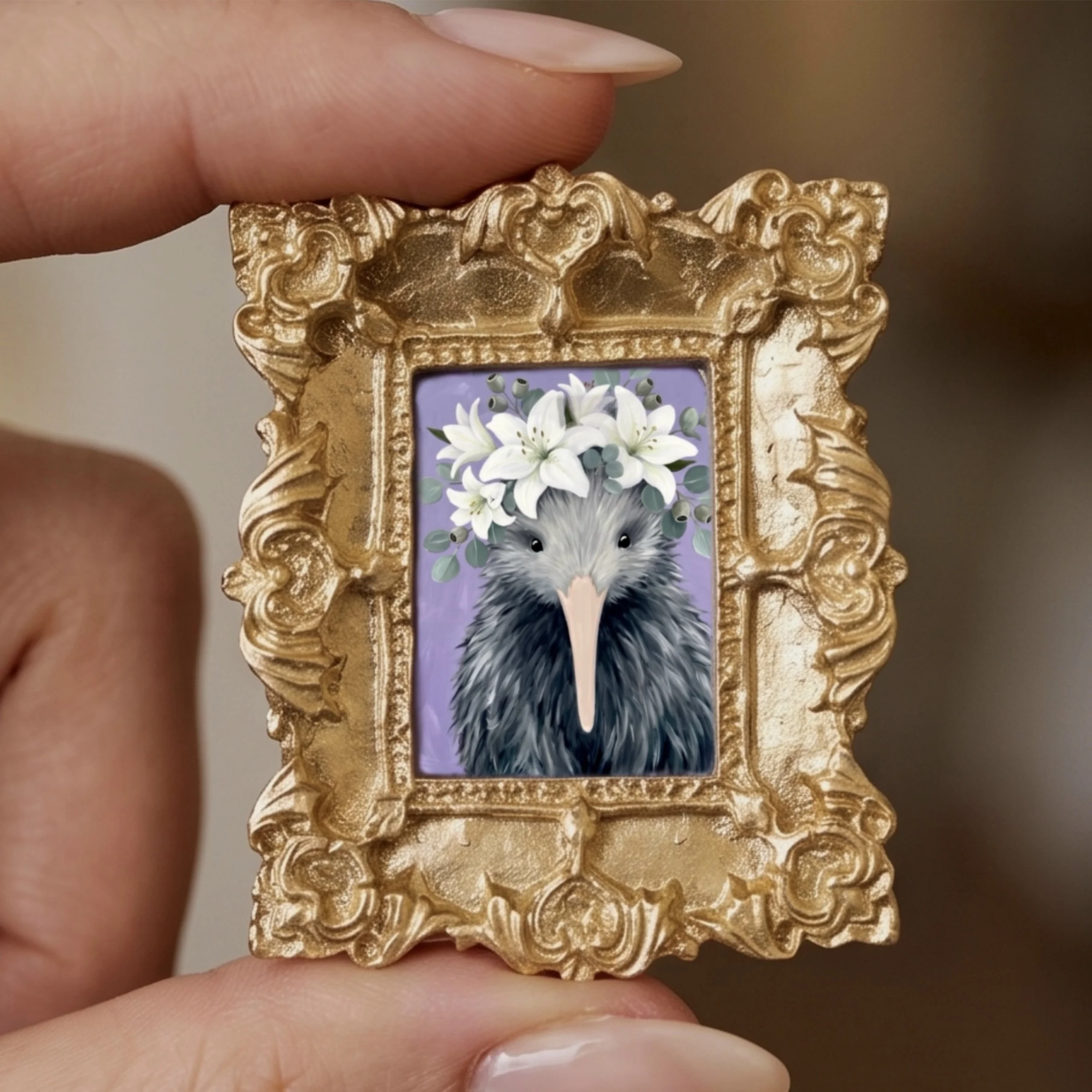 Handmade Kiwi fridge magnet based on original artwork designed in Picton New Zealand – native bird souvenir gift