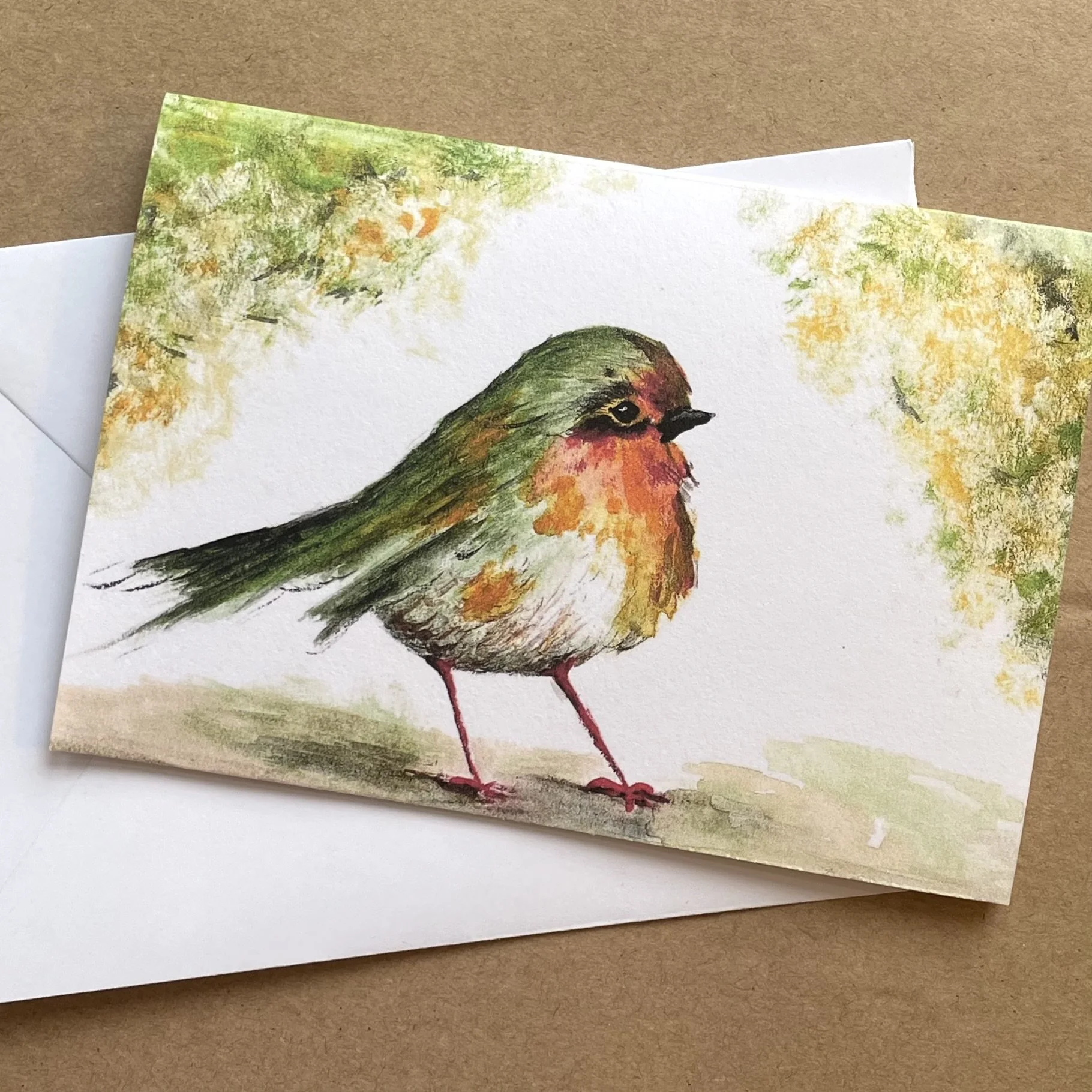 Red chested Robin New Zealand souvenir greeting card