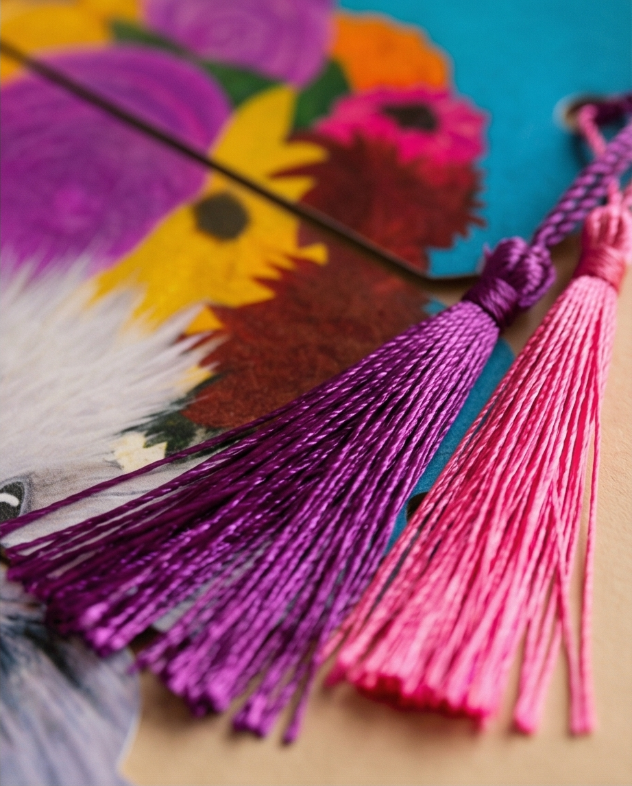 Handmade laminated Frieda Kahlo Kiwi bookmark with tassel designed in Picton New Zealand – native bird NZ souvenir gift for book lovers