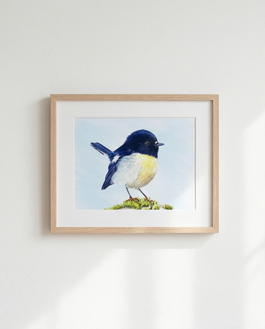 Tomtit art print NZ souvenir