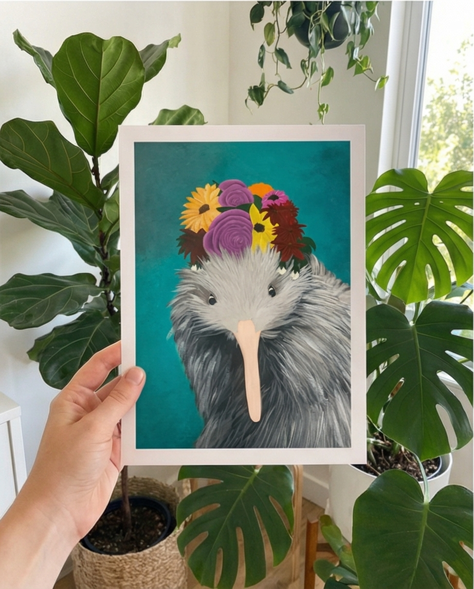 Frida Kahlo Kiwi art print NZ souvenir