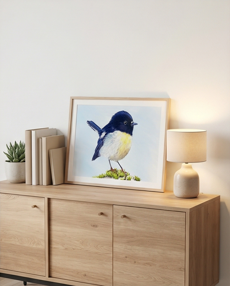 Tomtit art print NZ souvenir