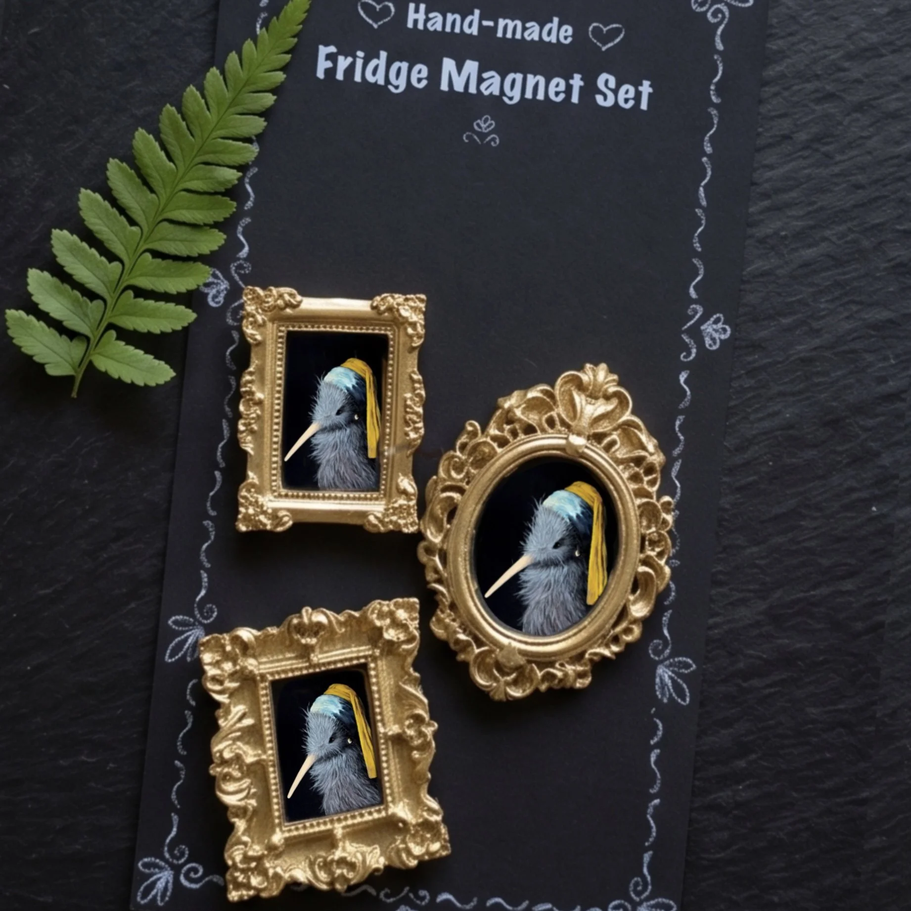 Kiwi with Pearl Earring Magnet Set (3 Piece)