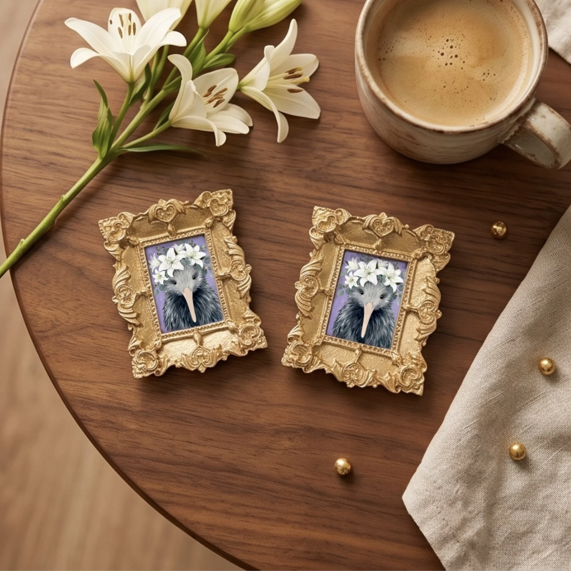 Handmade Kiwi fridge magnet based on original artwork designed in Picton New Zealand – native bird souvenir gift