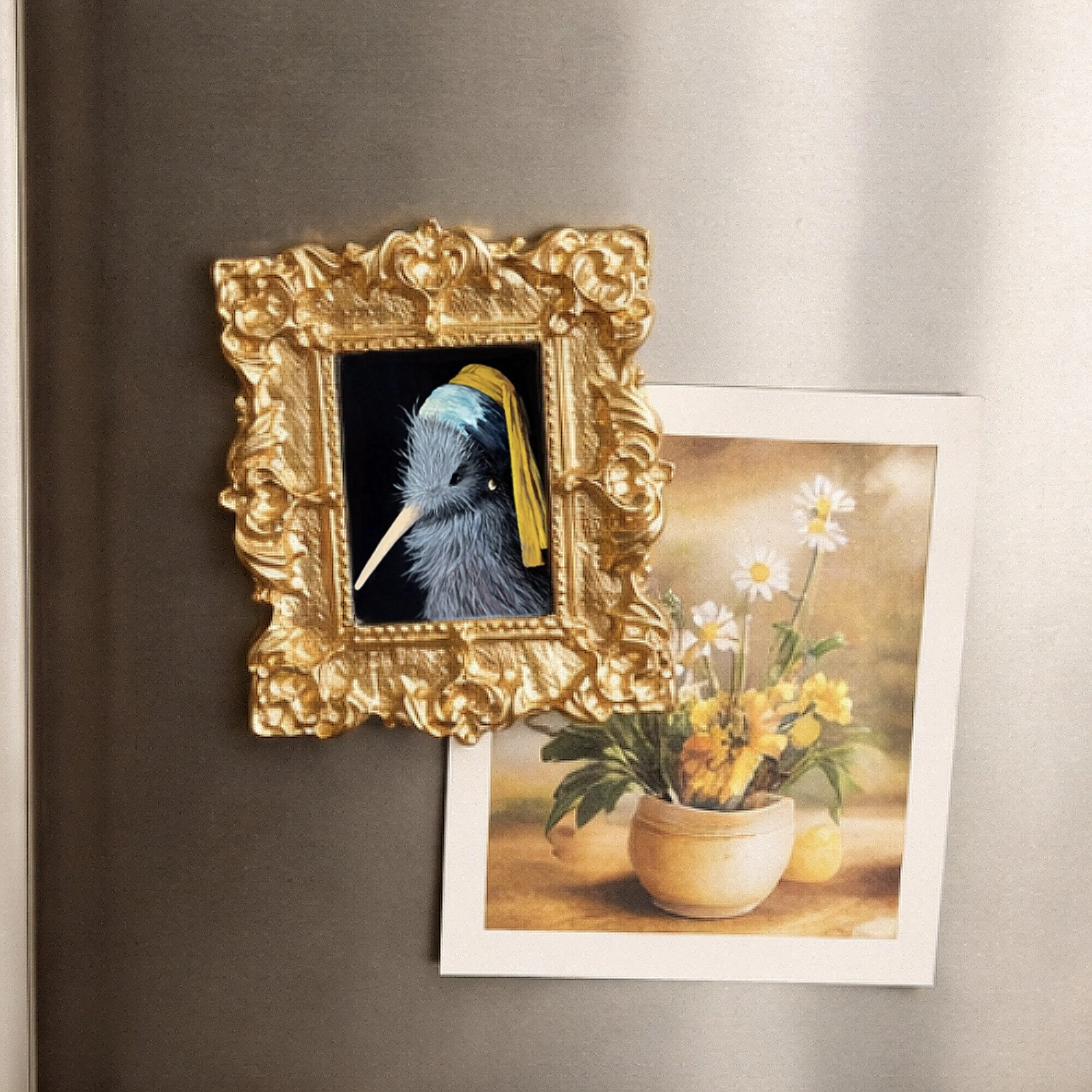 Kiwi with Pearl Earring Fridge Magnet – Handmade New Zealand Souvenir