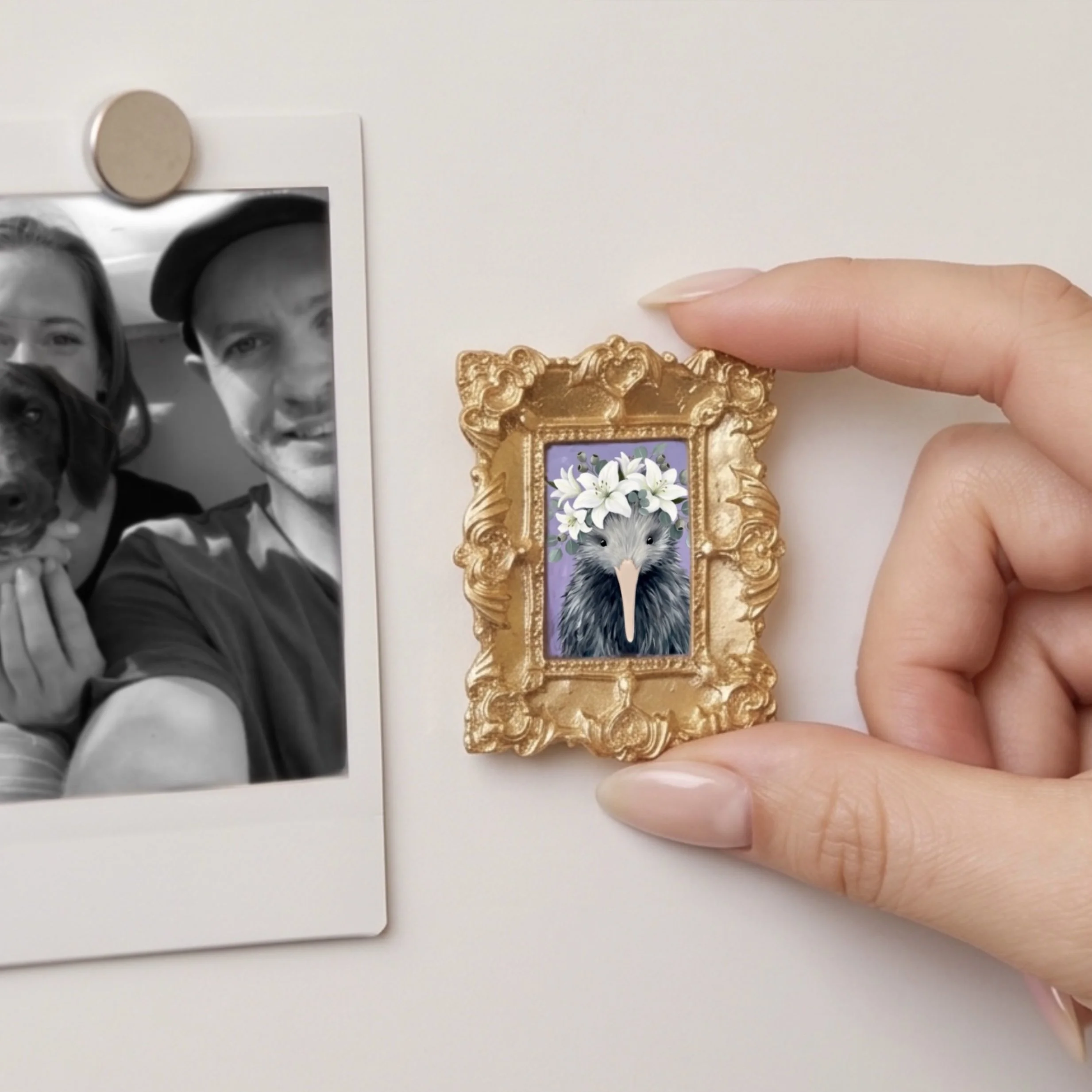 Handmade Kiwi fridge magnet based on original artwork designed in Picton New Zealand – native bird souvenir gift