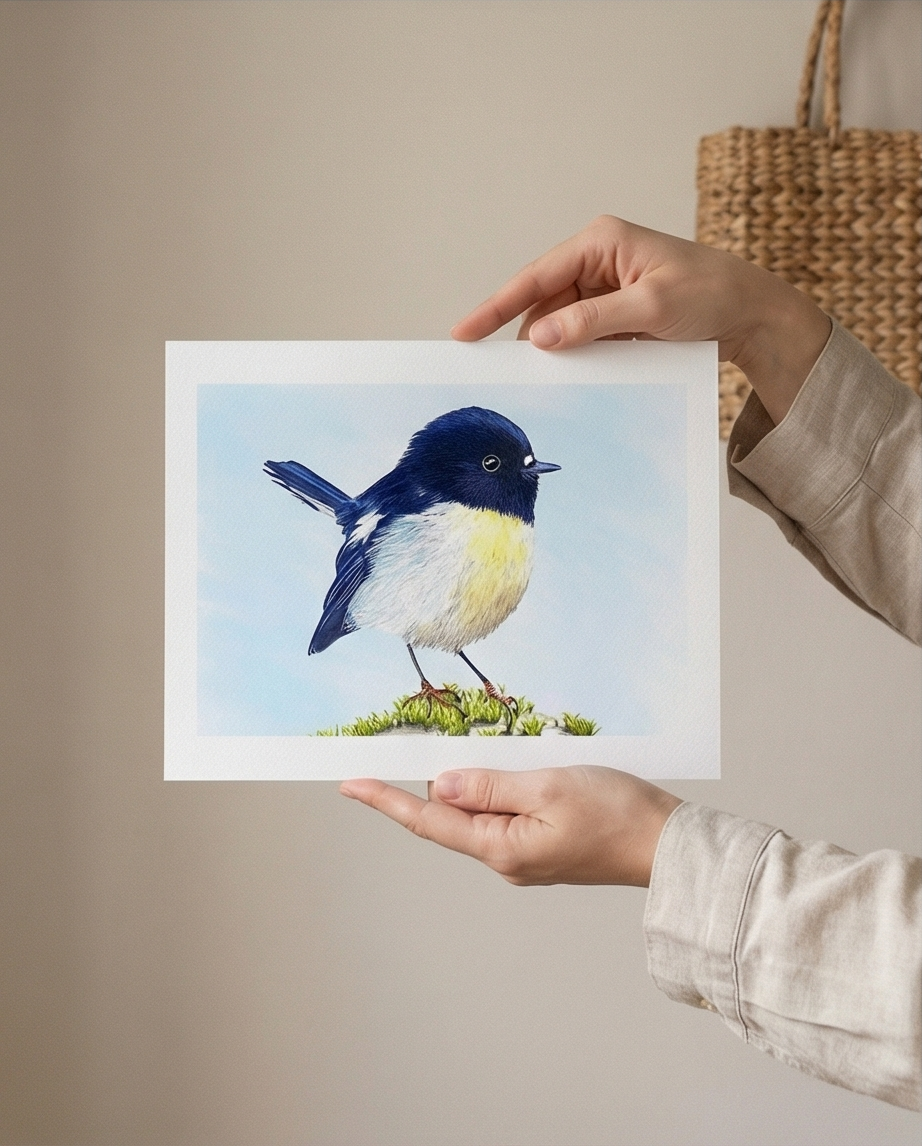 Tomtit – New Zealand native bird Art Print