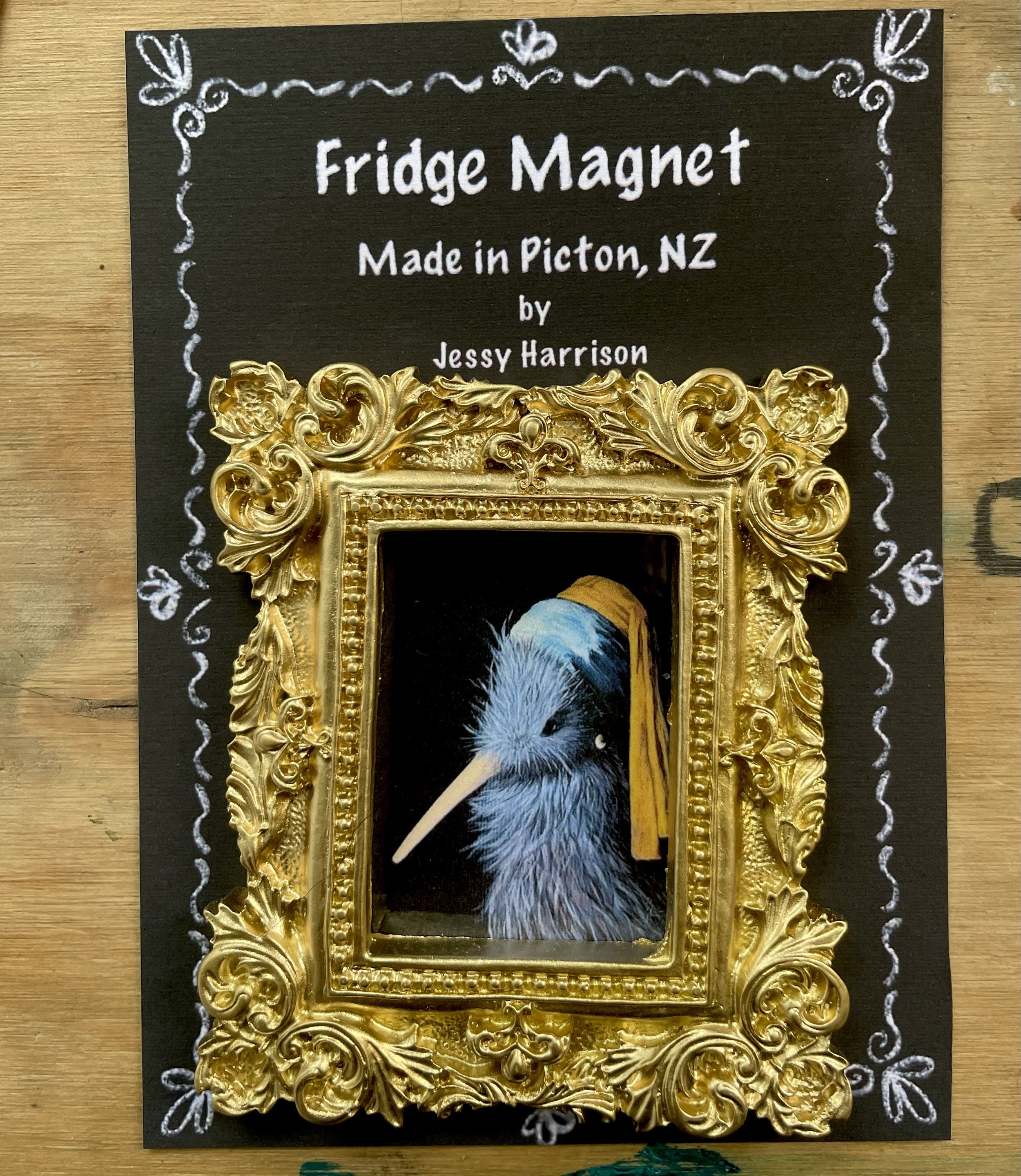 Handmade Kiwi fridge magnet based on original artwork designed in Picton New Zealand – native bird souvenir gift