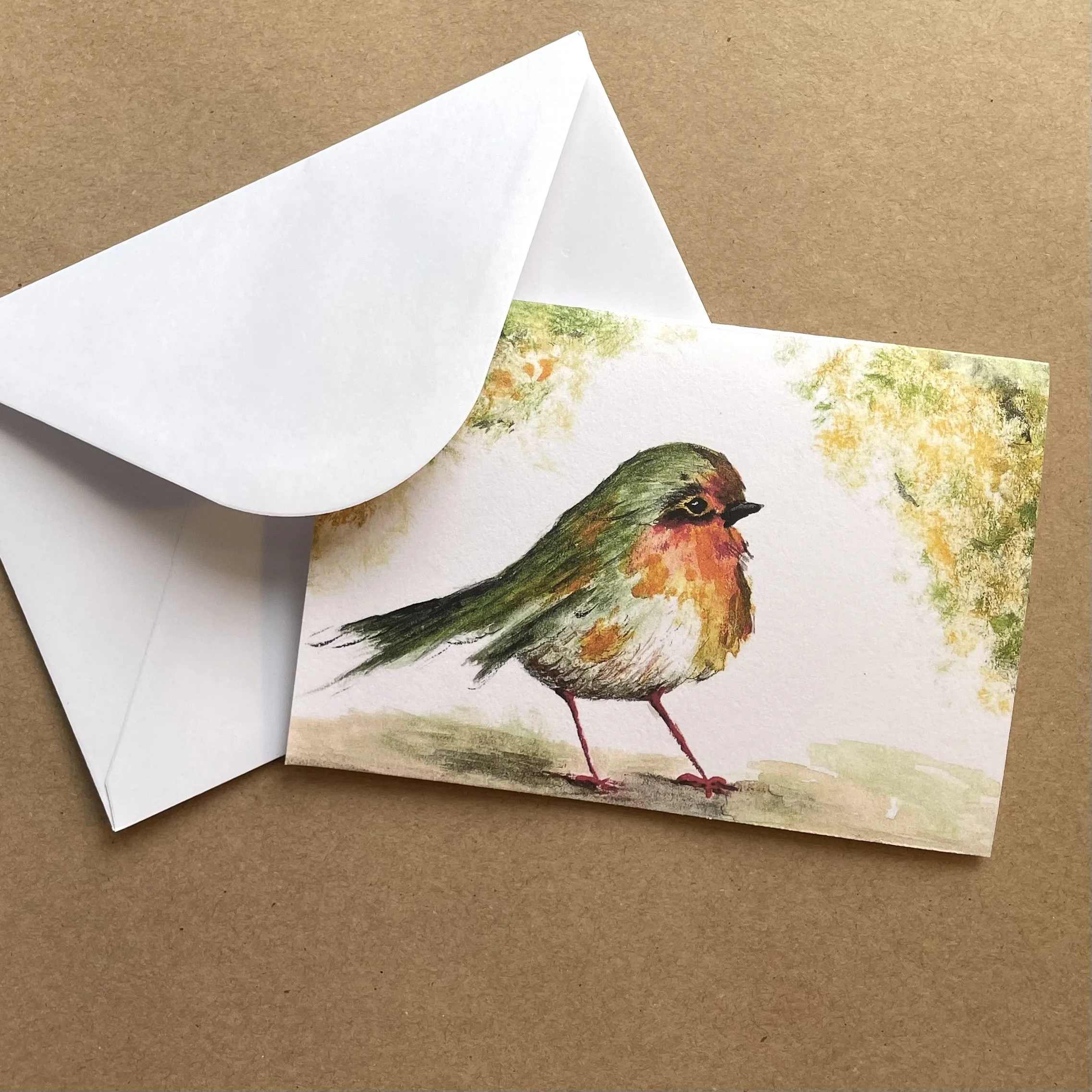 Red chested Robin New Zealand souvenir greeting card