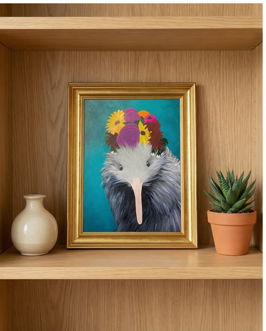 Framed Frida Kahlo Kiwi Art Print