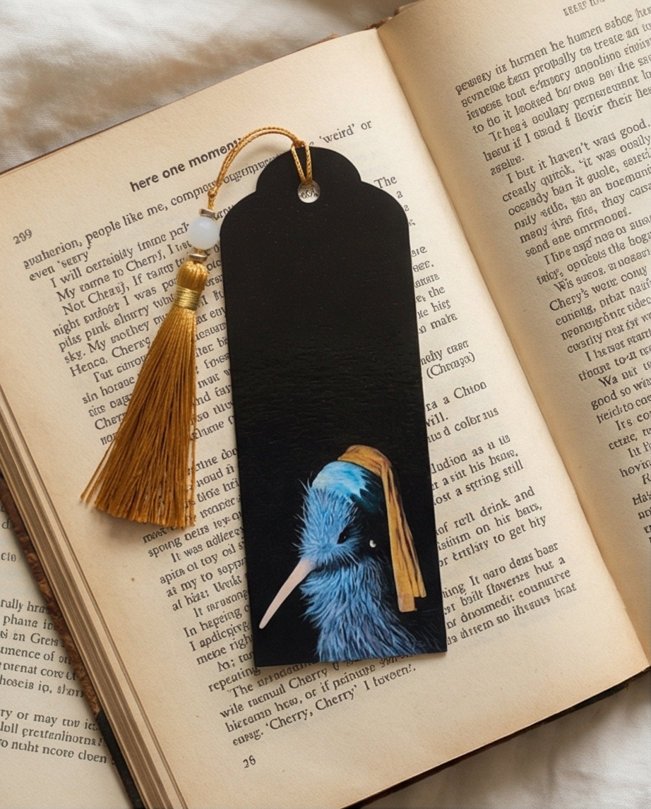 Kiwi with Pearl Earrings Bookmark - Handmade New Zealand Souvenir
