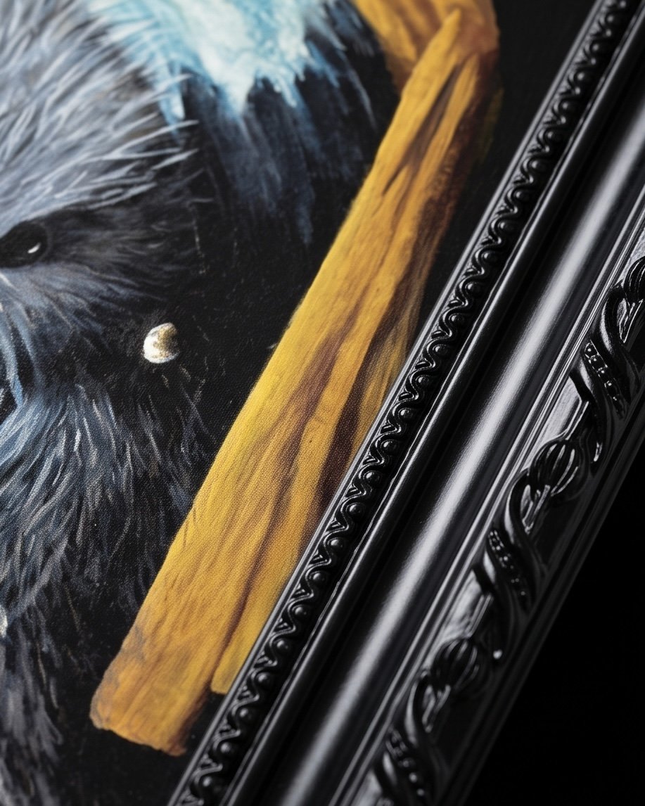 Kiwi with Pearl earring framed Artprint