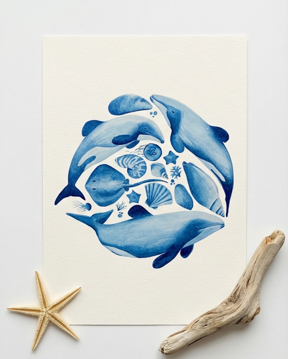 Hector’s Dolphin Medley – Art Print New Zealand Souvenir