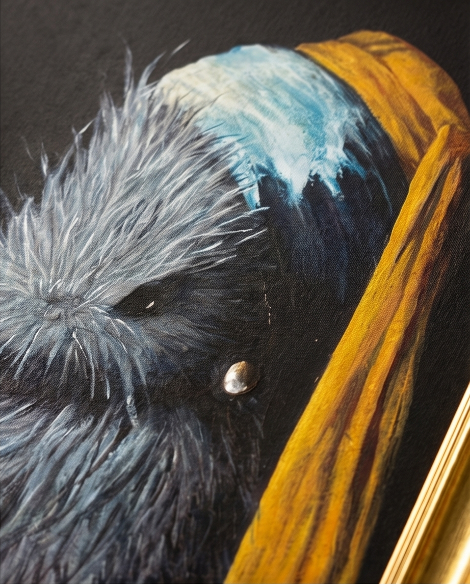 Kiwi with Pearl earring framed art print NZ souvenir girl with pearl earring