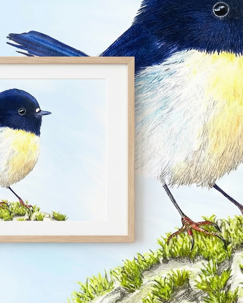 Tomtit art print NZ souvenir