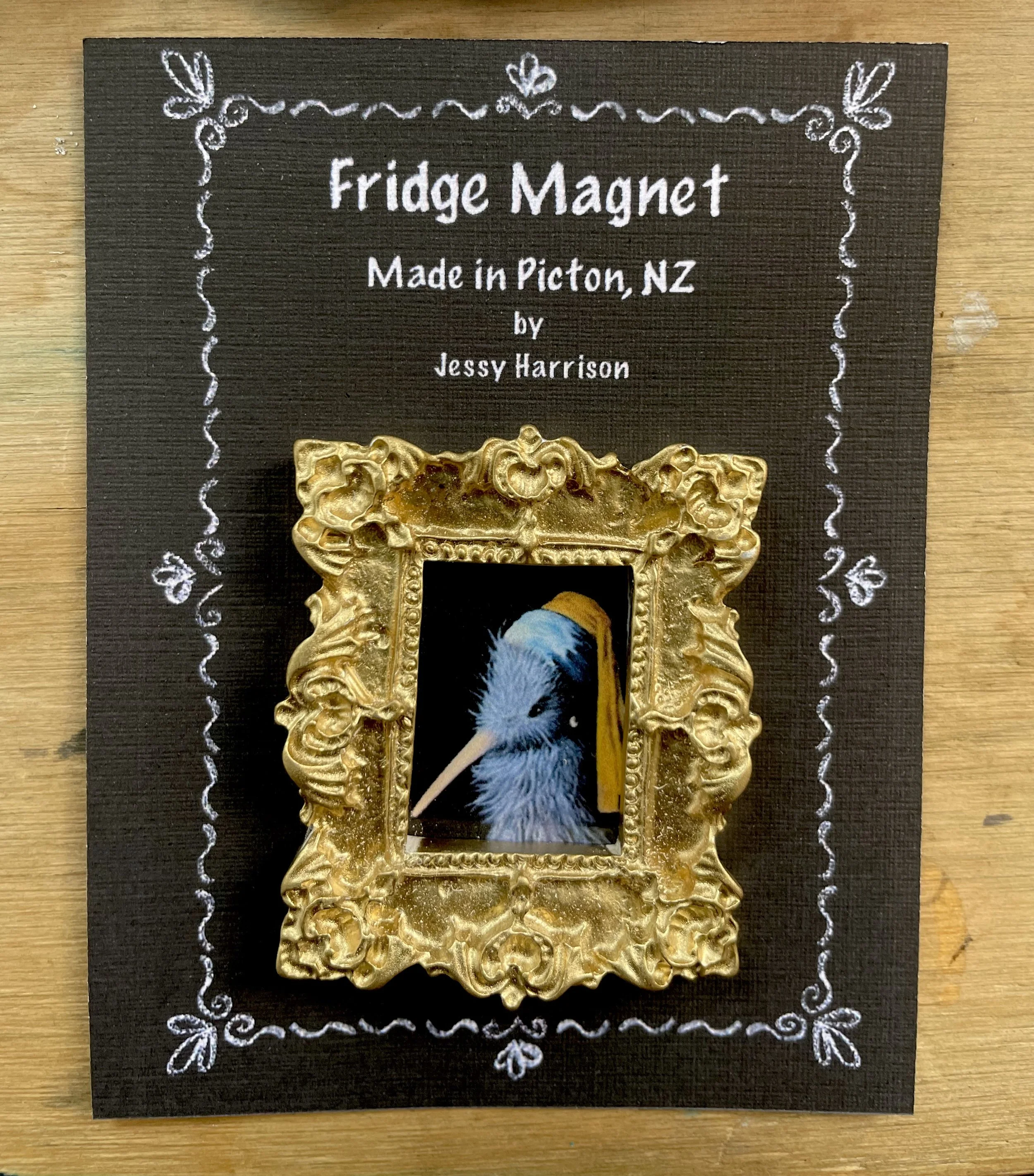 Handmade Kiwi fridge magnet based on original artwork designed in Picton New Zealand – native bird souvenir gift